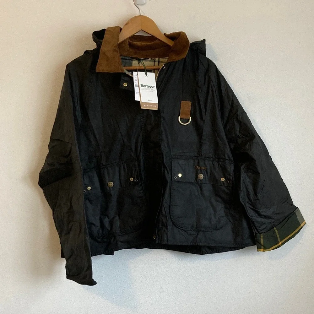 J Crew Barbour® Erma waxed jacket Size 14 Black - Picture 2 of 9